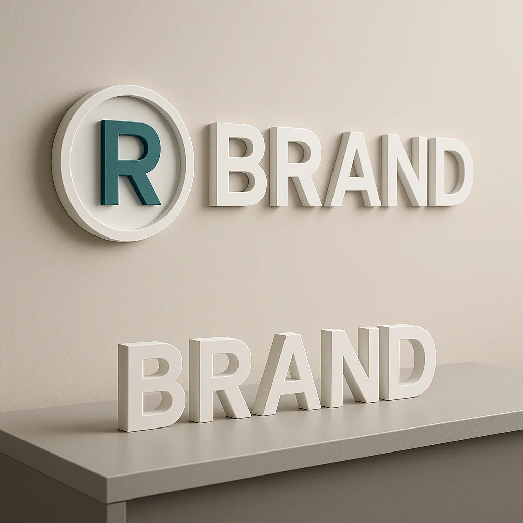 3D-printed raised brand logo and 3D letters for an office