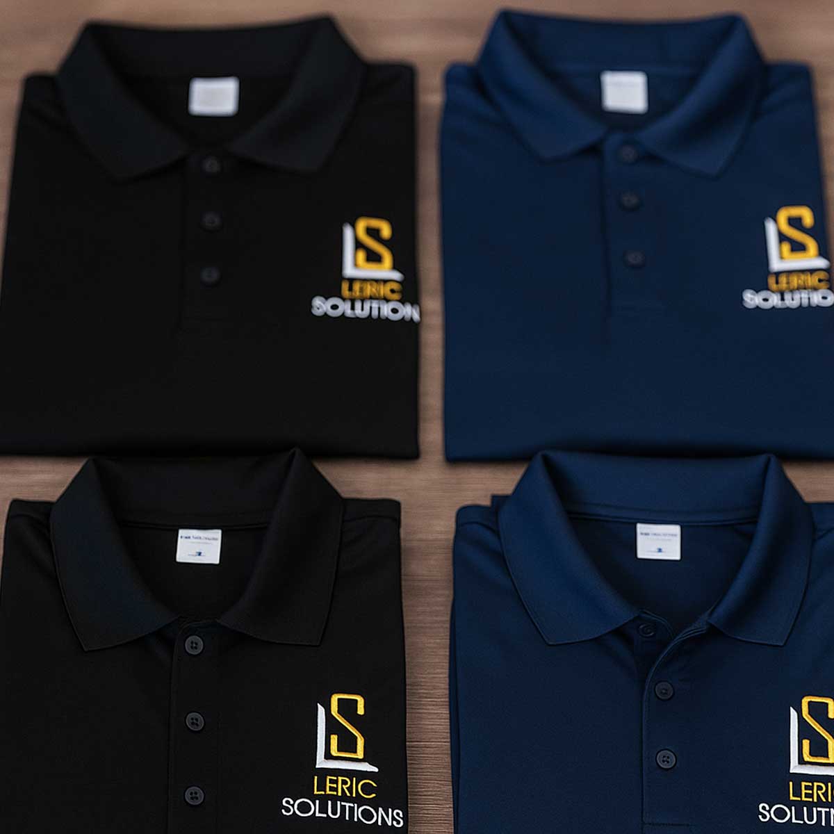 Shirt with embroidered company logo